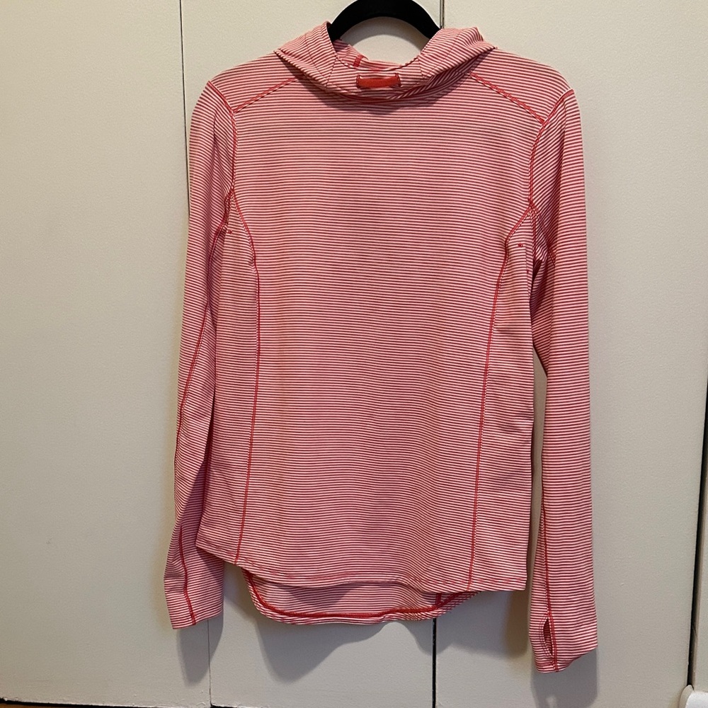 Duluth Trading Co Hoodie jacket athletic S peach orange stripe